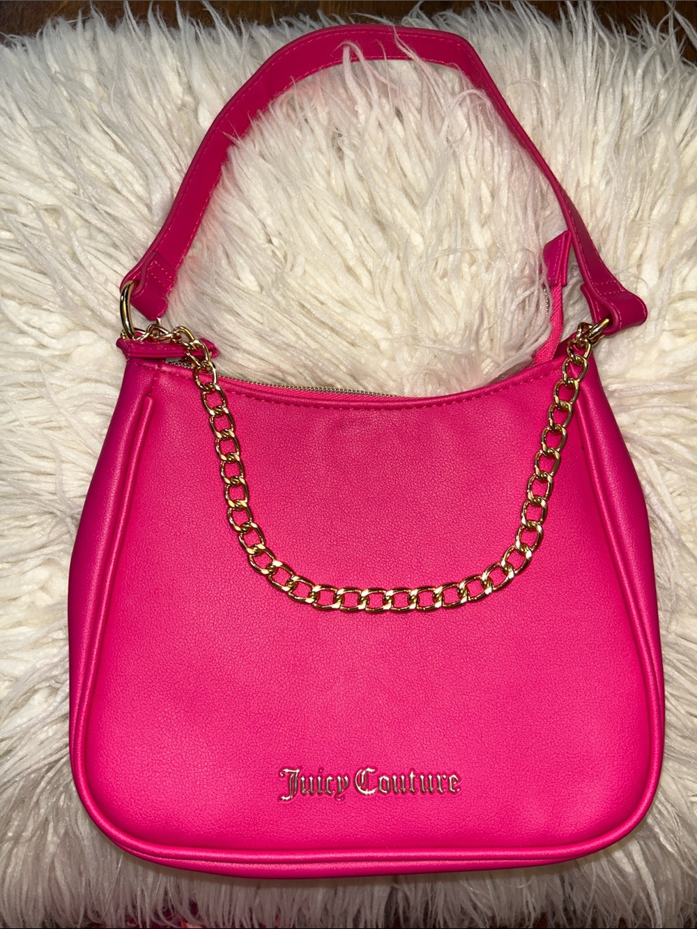 Juicy Couture Hot Pink Shoulder Bag with Gold Chain